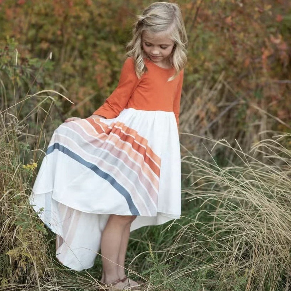 Oopsie Daisy Girl's Hi Lo Rust‎ Orange Rainbow Dress Size 2 NWT